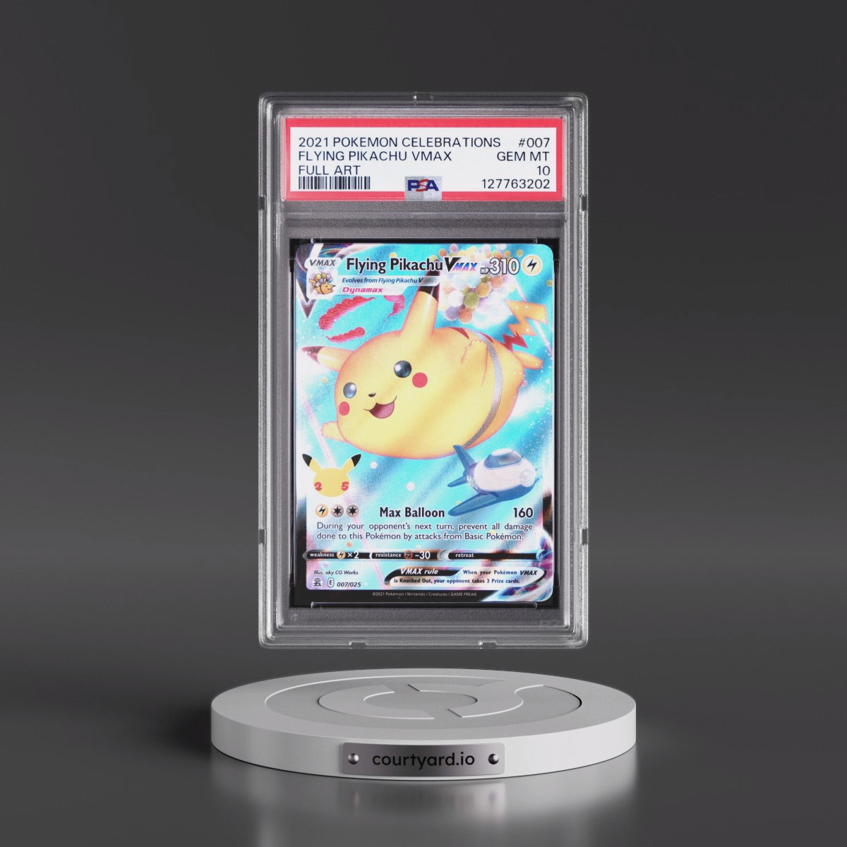 2021 Pokémon Celebrations #007 Flying Pikachu Vmax - Full Art (PSA 10 GEM MINT)