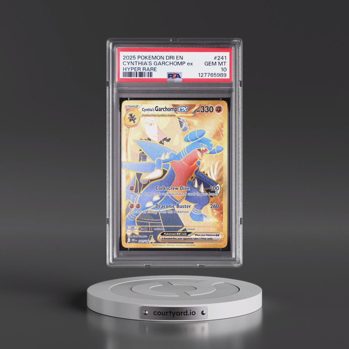 2025 Pokémon Dri EN-Destined Rivals #241 Cynthia's Garchomp EX - Holo Hyper Rare (PSA 10 GEM MINT)