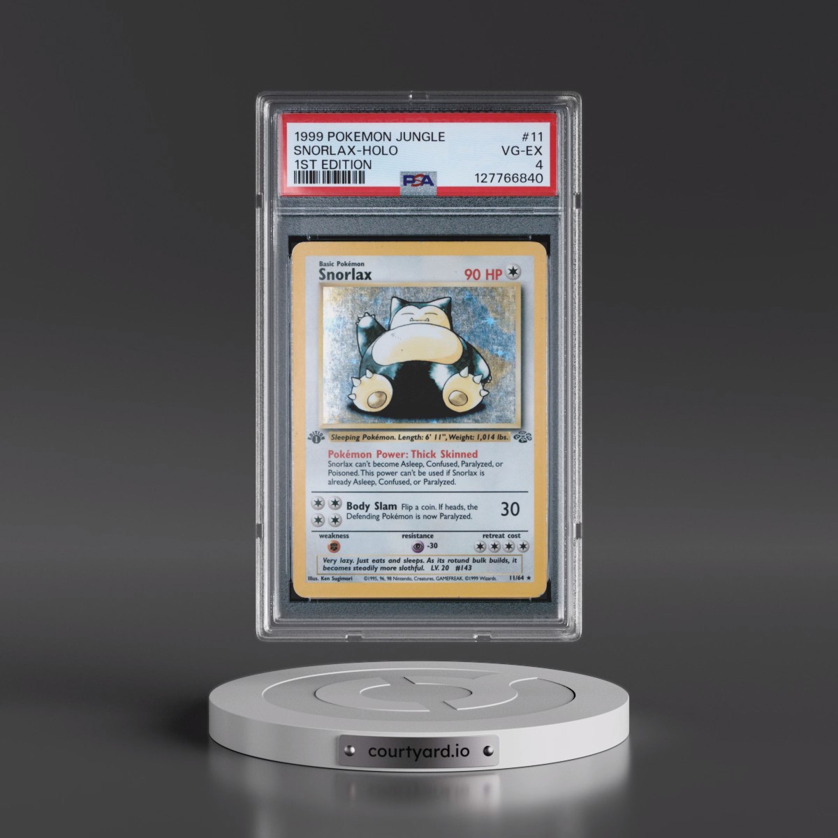 1999 Pokémon Jungle #11 Snorlax - 1st Edition Holo (PSA 4 VG-EX)