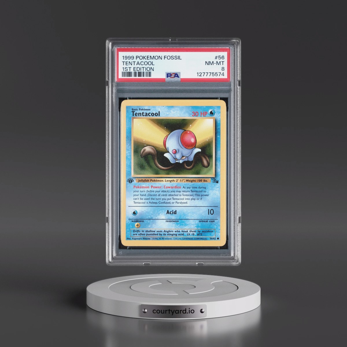 1999 Pokémon Fossil #56 Tentacool - 1st Edition (PSA 8 NM-MT)