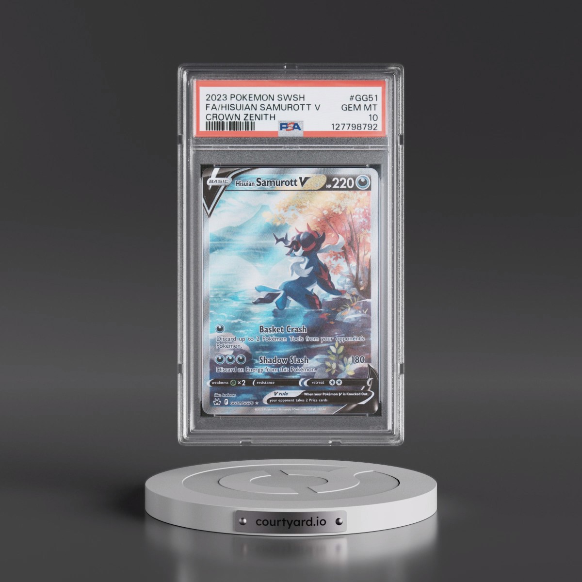 2023 Pokémon Sword and Shield Crown Zenith #GG51 Hisuian Samurott V - Holo Full Art (PSA 10 GEM MINT)