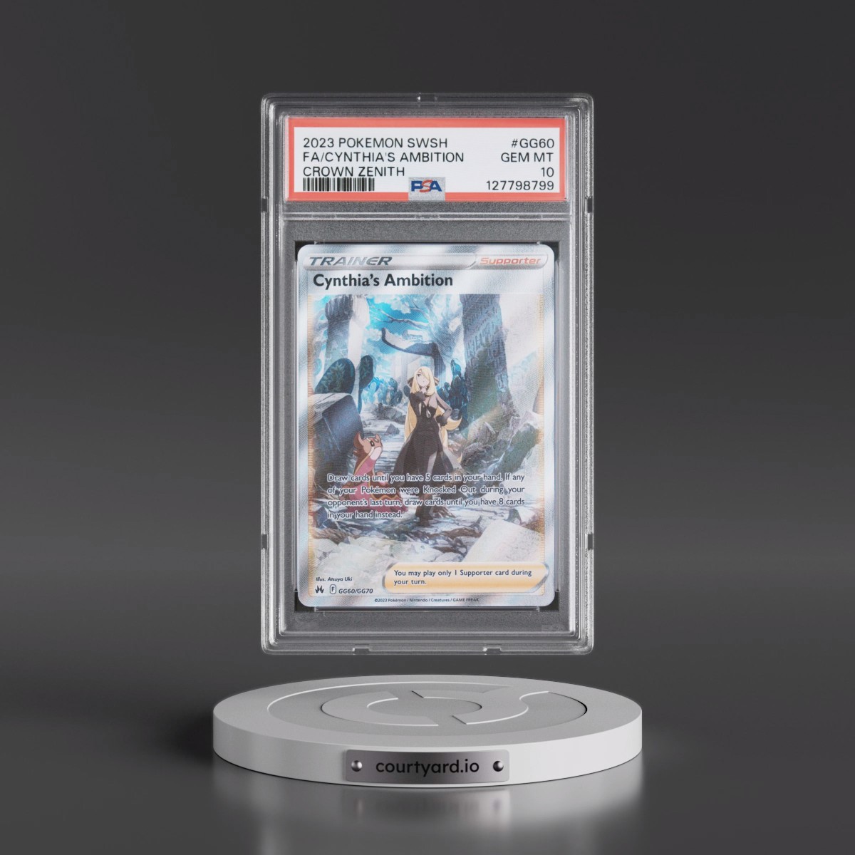 2023 Pokémon Sword and Shield Crown Zenith #GG60 Cynthia's Ambition - Full Art (PSA 10 GEM MINT)