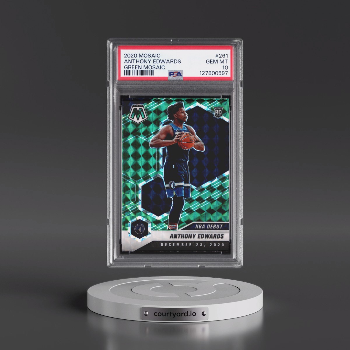 2020 Panini Mosaic #261 Anthony Edwards - Green Mosaic (PSA 10 GEM MINT)