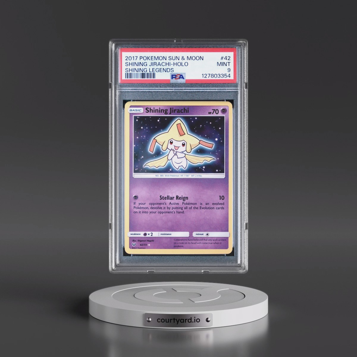 2017 Pokémon Sun & Moon Shining Legends #42 Shining Jirachi - Holo Holo (PSA 9 MINT)