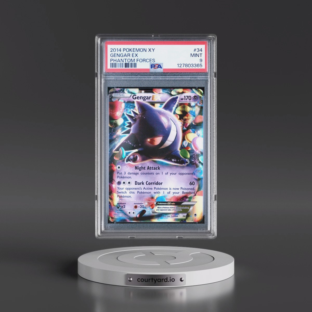 2014 Pokémon XY Phantom Forces #34 Gengar EX - Holo (PSA 9 MINT)