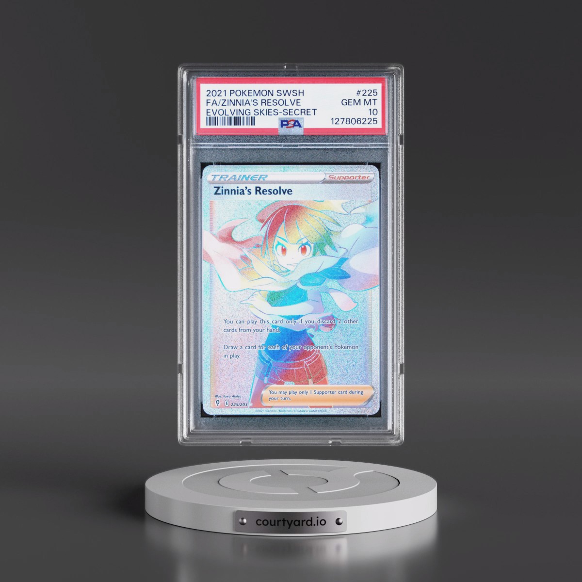 2021 Pokémon Sword & Shield Evolving Skies #225 Zinnia's Resolve - Full Art Secret (PSA 10 GEM MINT)