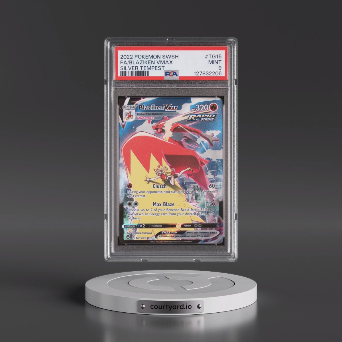 2022 Pokémon Sword & Shield Silver Tempest #TG15 Blaziken Vmax - Full Art (PSA 9 MINT)