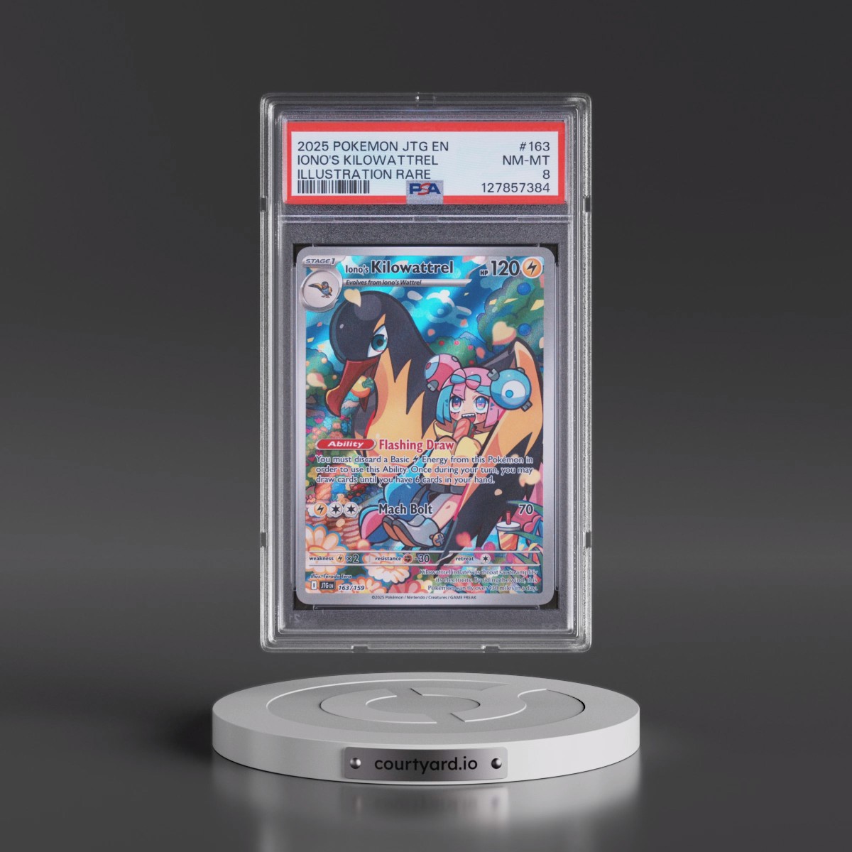 2025 Pokémon Jtg EN-Journey Together #163 Iono's Kilowattrel - Illustration Rare (PSA 8 NM-MT)