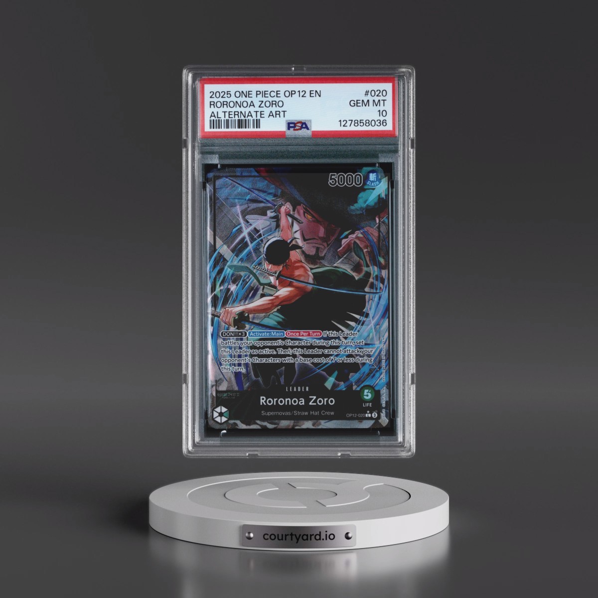 2025 One Piece OP12-Legacy of the Master #020 Roronoa Zoro - Alternate Art (PSA 10 GEM MINT)