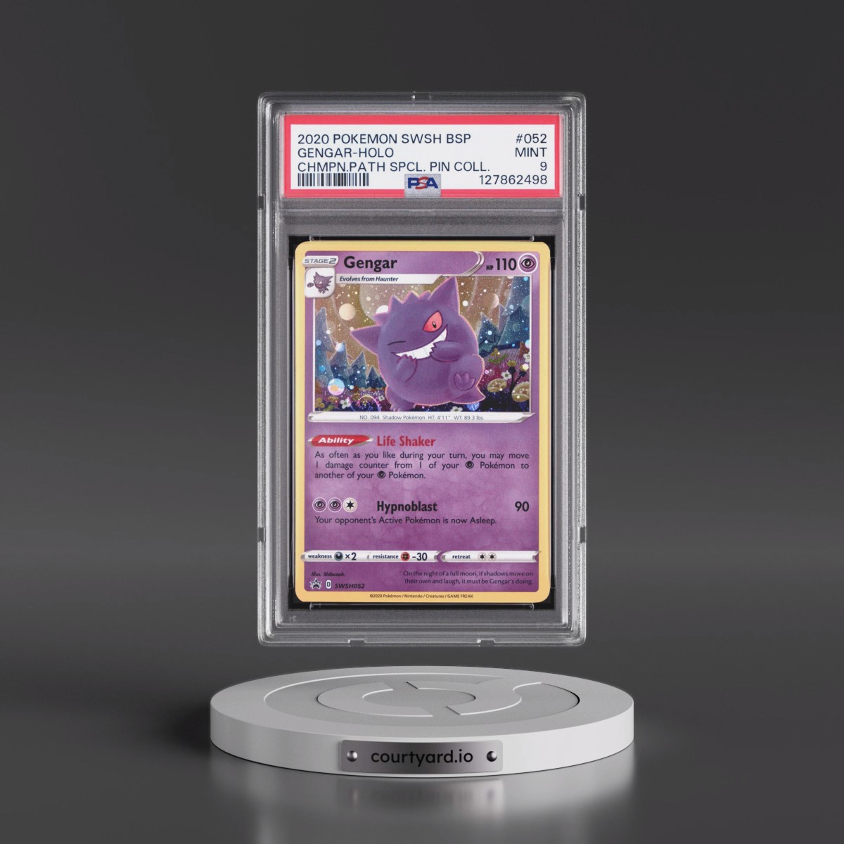 2020 Pokémon Swsh Black Star Promo #052 Gengar - Holo Champion's Path Special Pin Collection (PSA 9 MINT)