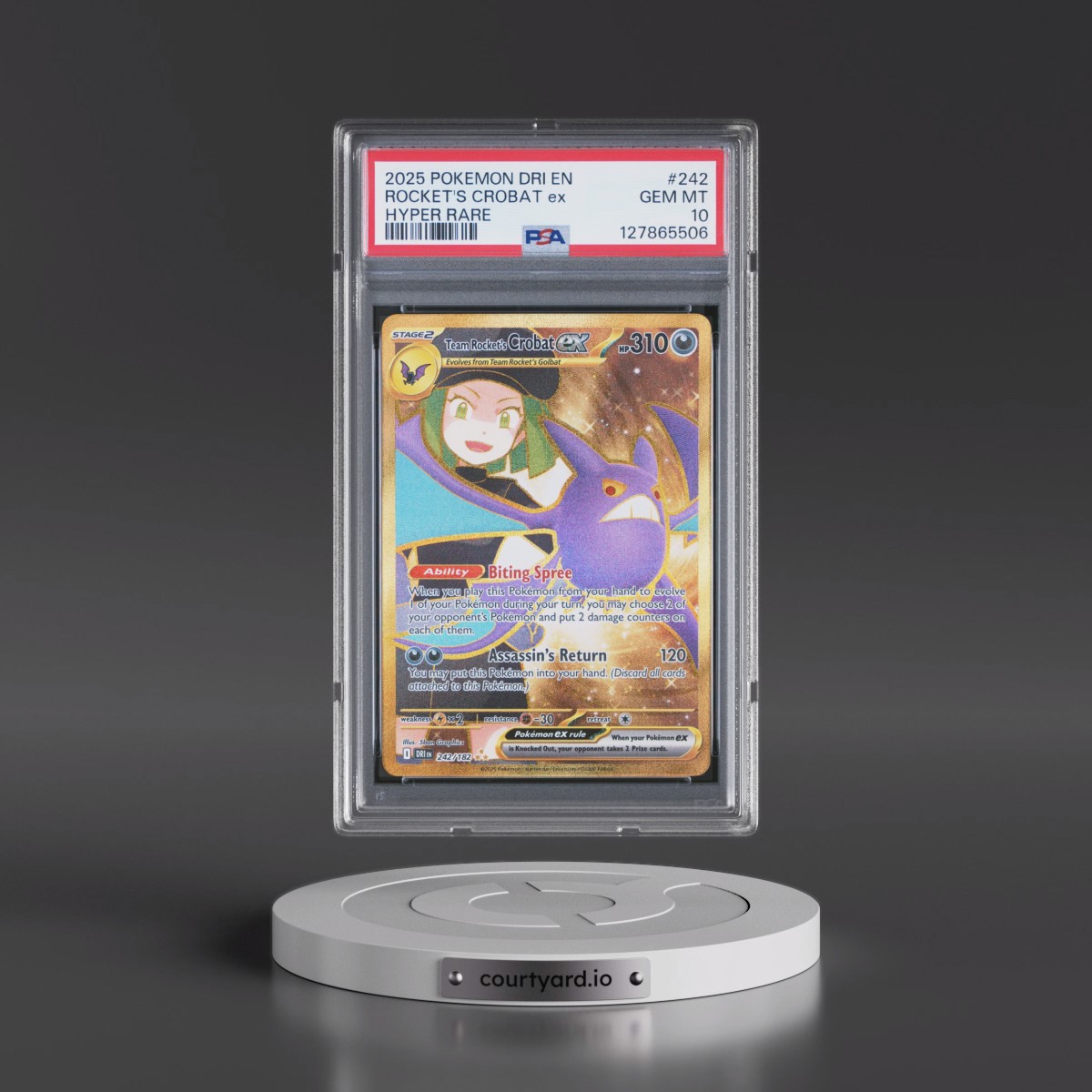 2025 Pokémon Dri EN-Destined Rivals #242 Team Rocket's Crobat EX - Holo Hyper Rare (PSA 10 GEM MINT)