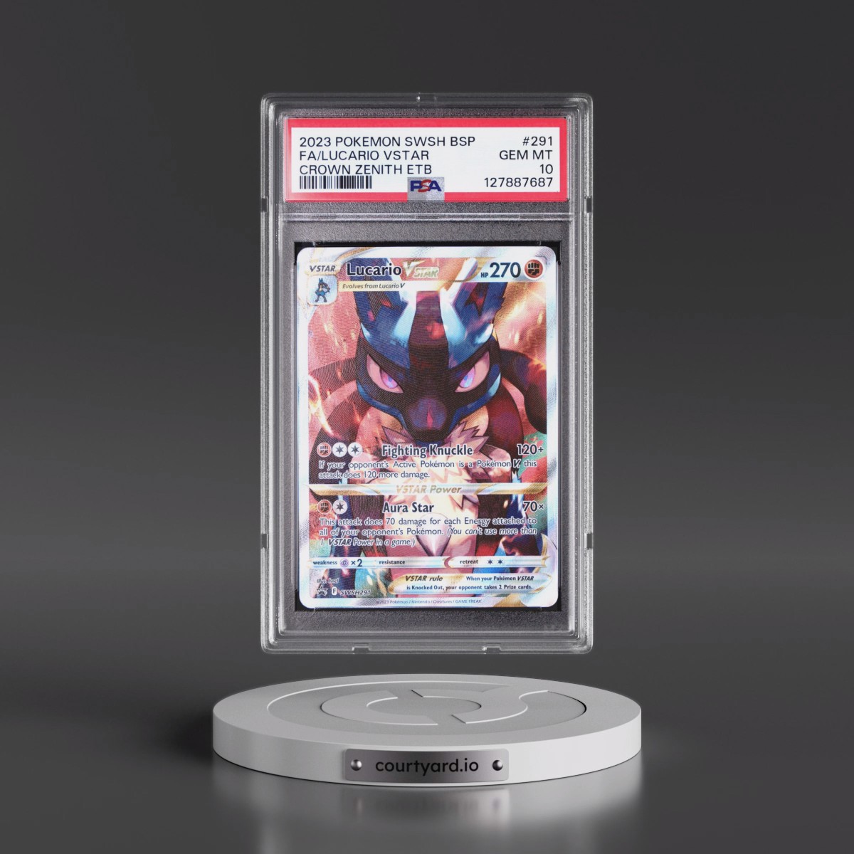 2023 Pokémon Swsh Black Star Promo #291 Lucario Vstar - Full Art Crown Zenith Elite Trainer Box (PSA 10 GEM MINT)