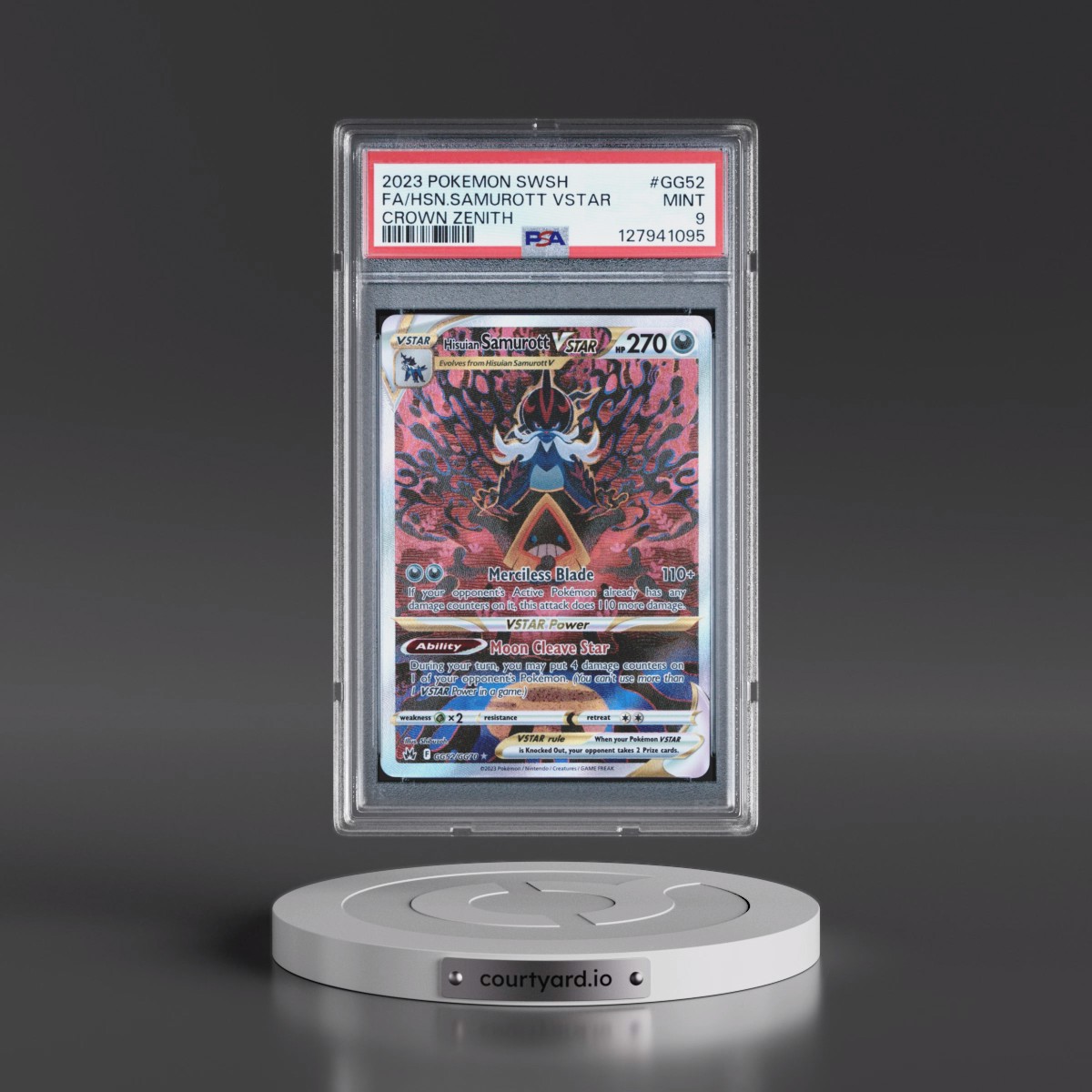 2023 Pokémon Sword and Shield Crown Zenith #GG52 Hisuian Samurott Vstar - Full Art (PSA 9 MINT)