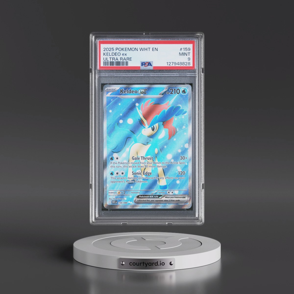 2025 Pokémon Wht EN-White Flare #159 Keldeo EX - Holo Ultra Rare (PSA 9 MINT)