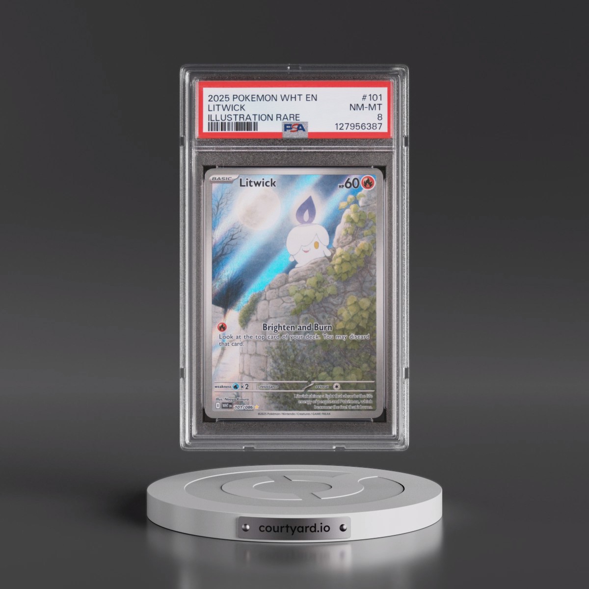 2025 Pokémon Wht EN-White Flare #101 Litwick - Illustration Rare (PSA 8 NM-MT)