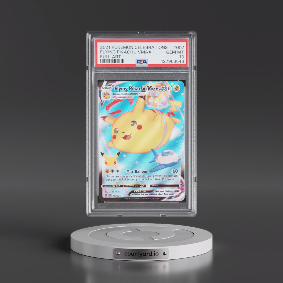 2021 Pokémon Celebrations #007 Flying Pikachu Vmax - Full Art (PSA 10 GEM MINT)