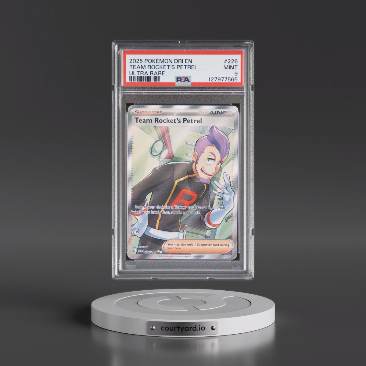 2025 Pokémon Dri EN-Destined Rivals #226 Team Rocket's Petrel - Ultra Rare (PSA 9 MINT)