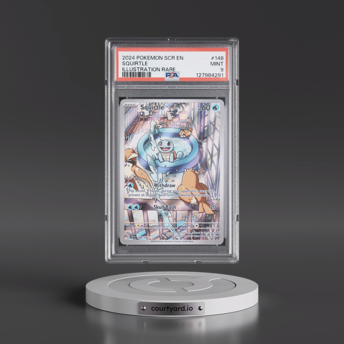 2024 Pokémon Scr EN-Stellar Crown #148 Squirtle - Illustration Rare (PSA 9 MINT)