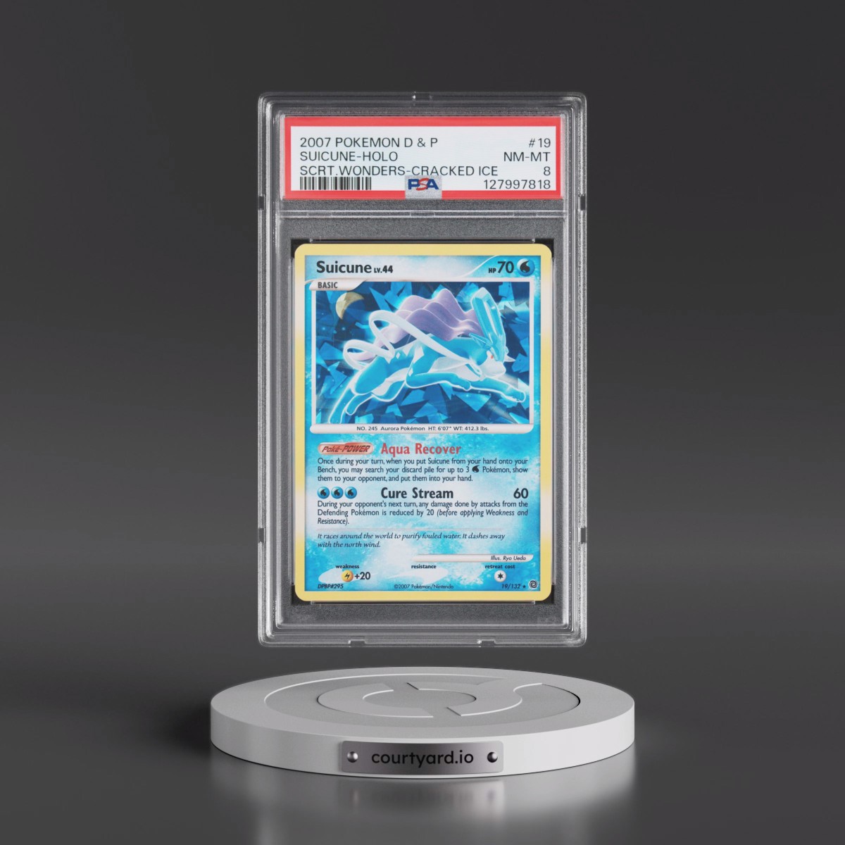 2007 Pokémon Diamond & Pearl Secret Wonders #19 Suicune - Holo Cracked Ice (PSA 8 NM-MT)