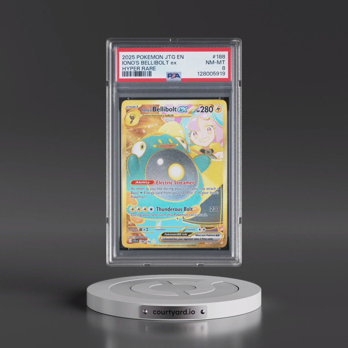 2025 Pokémon Jtg EN-Journey Together #188 Iono's Bellibolt EX - Holo Hyper Rare (PSA 8 NM-MT)