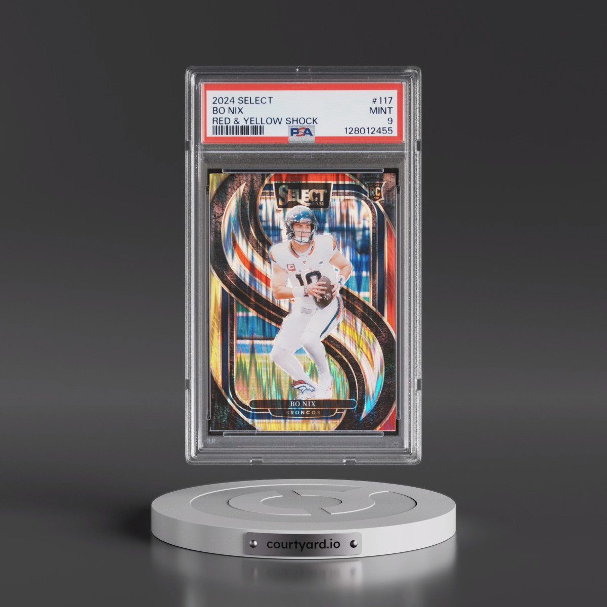 2024 Panini Select #117 Bo Nix - Red & Yellow Shock (PSA 9 MINT)