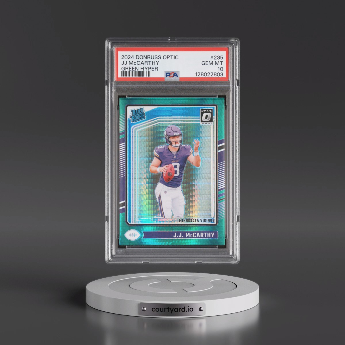 2024 Panini Donruss Optic #235 JJ McCarthy - Green Hyper (PSA 10 GEM MINT)