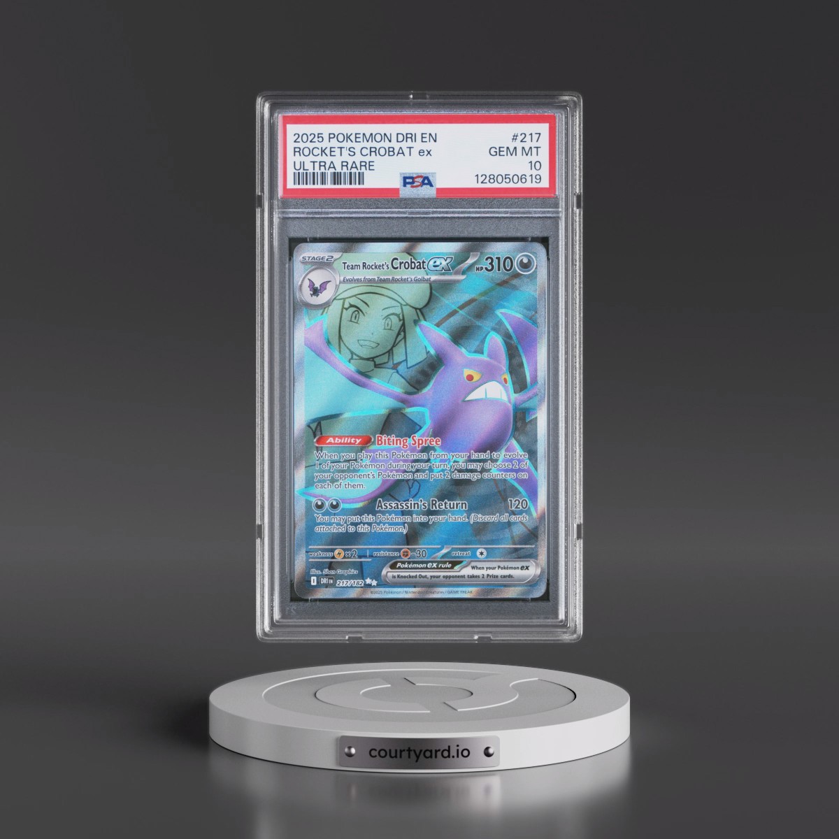 2025 Pokémon Dri EN-Destined Rivals #217 Team Rocket's Crobat EX - Holo Ultra Rare (PSA 10 GEM MINT)