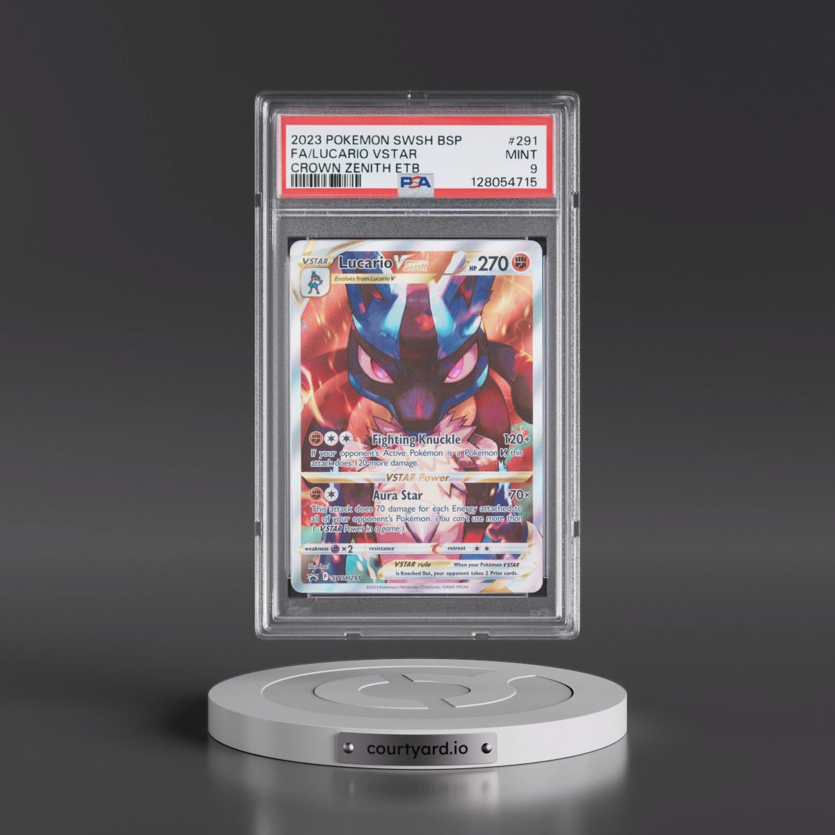 2023 Pokémon Swsh Black Star Promo #291 Lucario Vstar - Full Art Crown Zenith Elite Trainer Box (PSA 9 MINT)