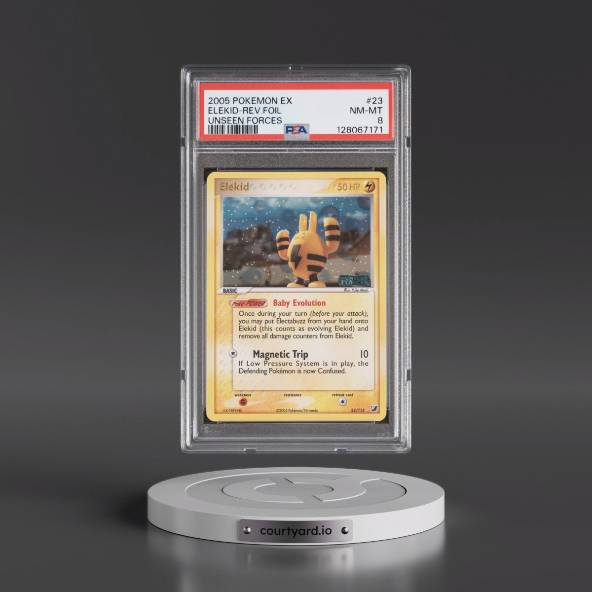 2005 Pokémon EX Unseen Forces #23 Elekid - Reverse Foil (PSA 8 NM-MT)