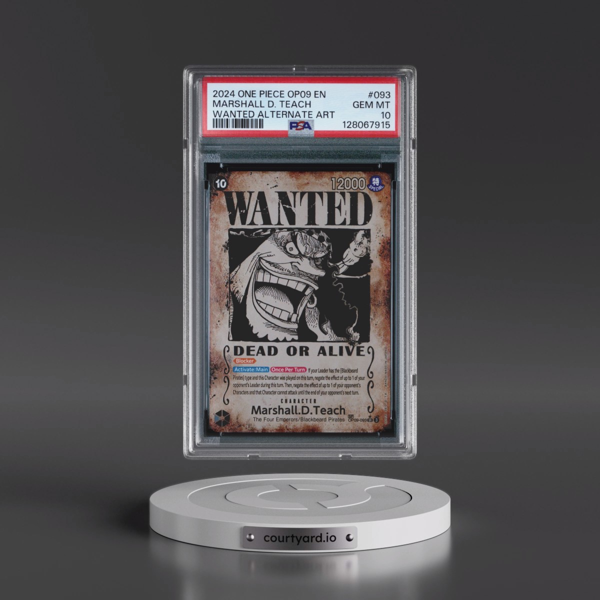 2024 One Piece OP09-Emperors in the New World #093 Marshall D. Teach - Wanted Alternate Art (PSA 10 GEM MINT)