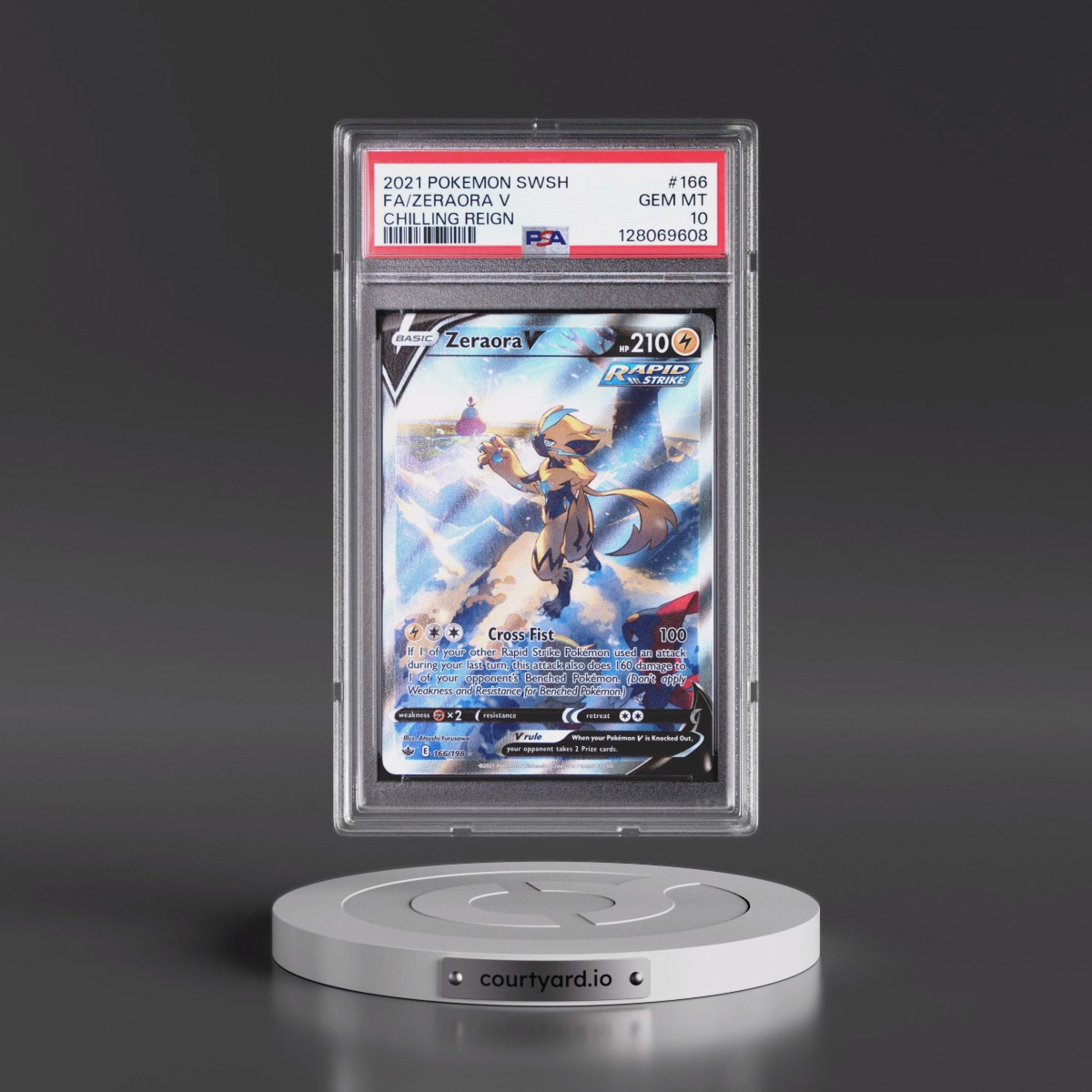 2021 Pokémon Sword & Shield Chilling Reign #166 Zeraora V - Holo Full Art (PSA 10 GEM MINT)