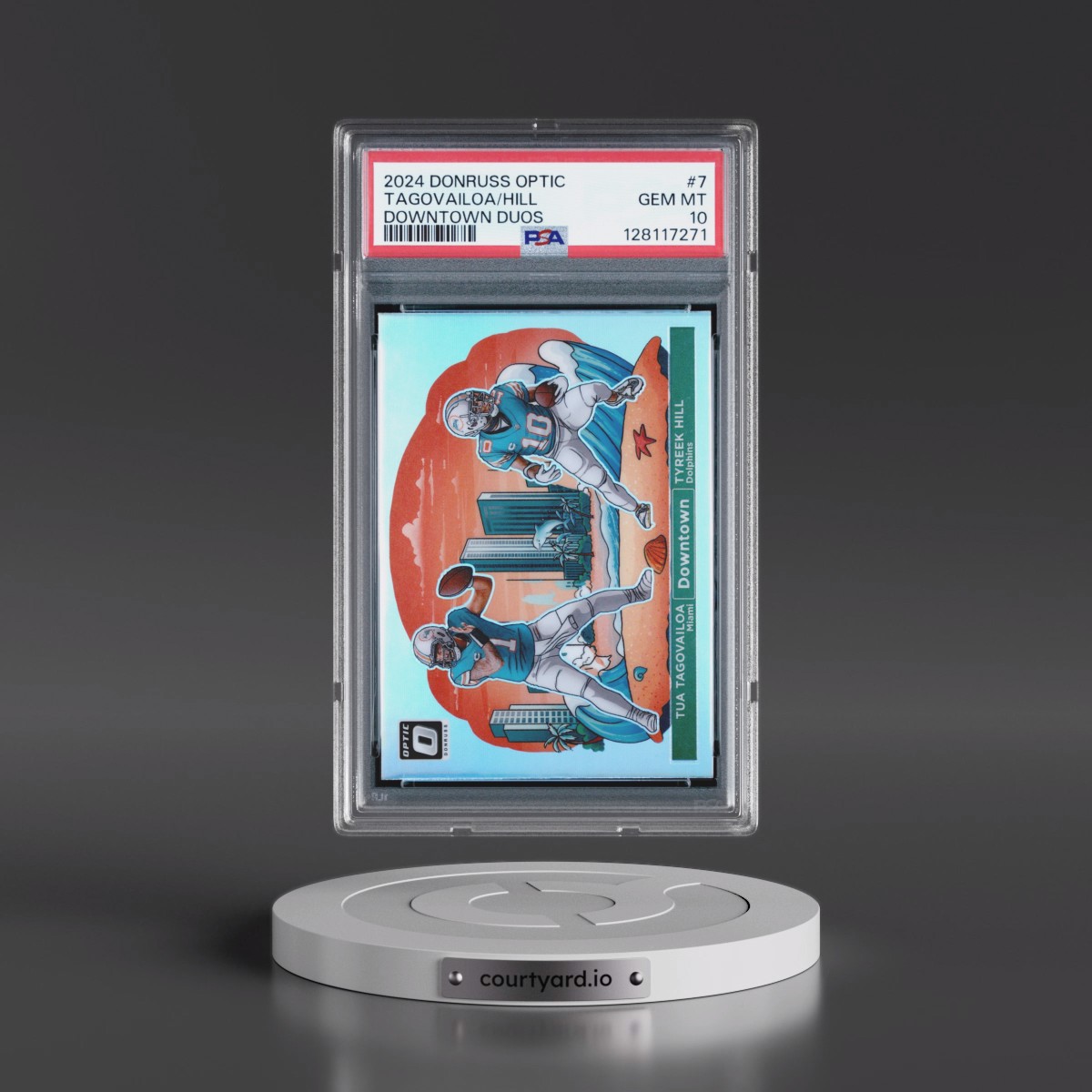 2024 Panini Donruss Optic Downtown Duos #7 Tua Tagovailoa/Tyreek Hill (PSA 10 GEM MINT)