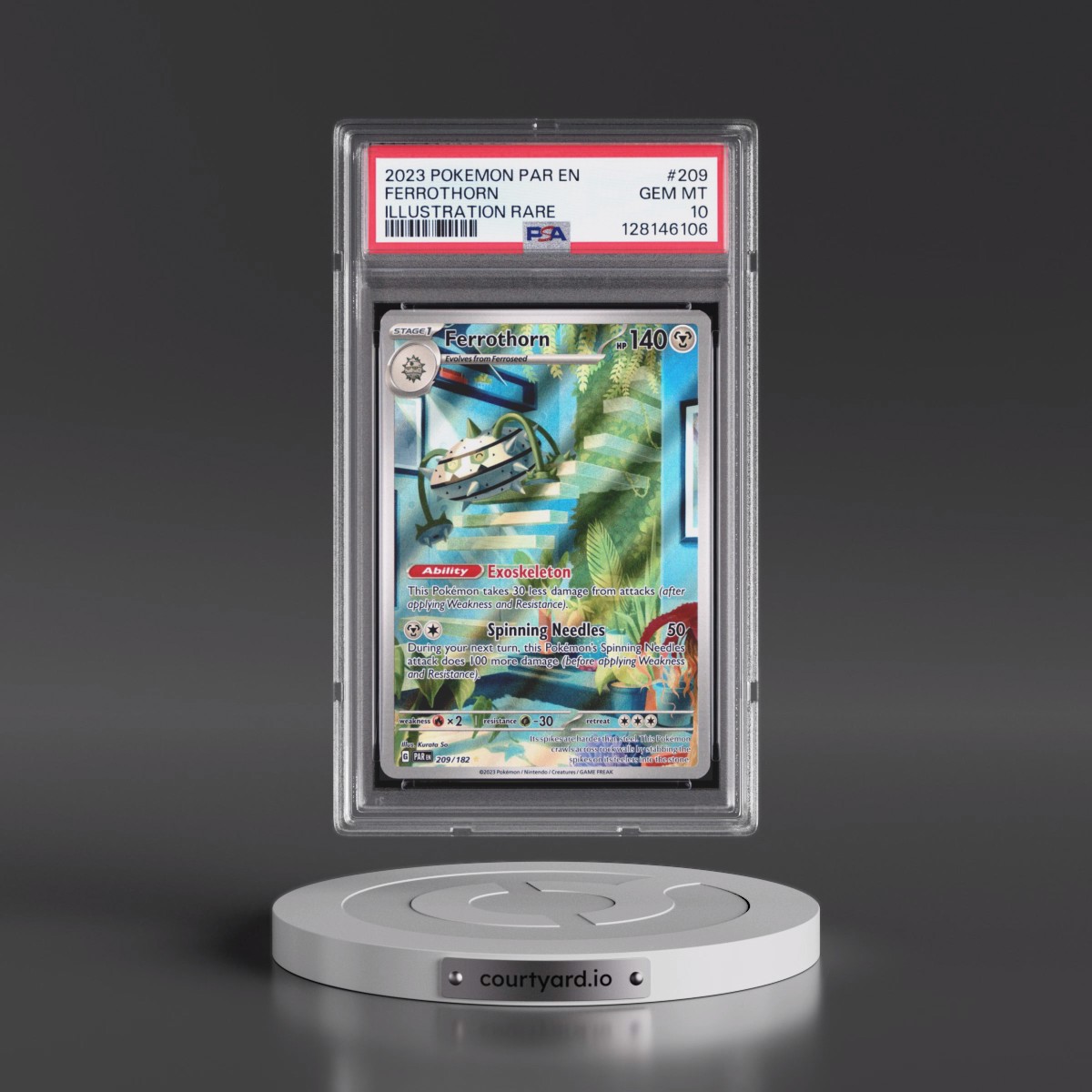 2023 Pokémon Par EN-Paradox Rift #209 Ferrothorn - Illustration Rare (PSA 10 GEM MINT)