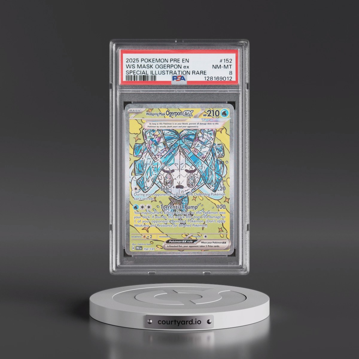 2025 Pokémon Pre EN-Prismatic Evolutions #152 Wellspring Mask Ogerpon EX - Holo Special Illustration Rare (PSA 8 NM-MT)