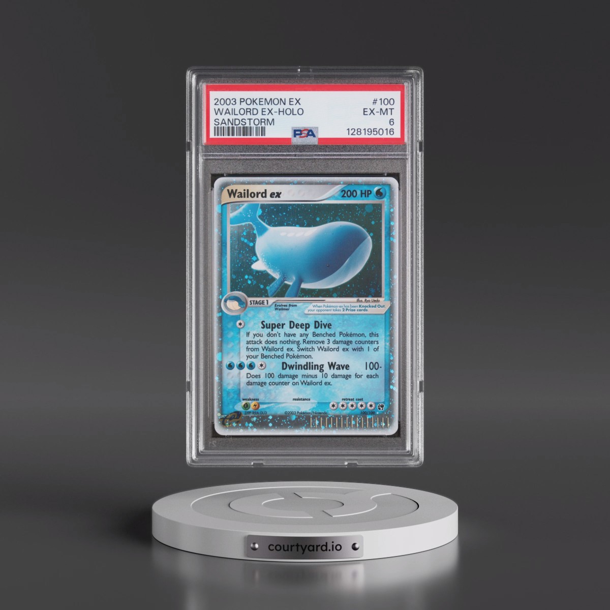 2003 Pokémon EX Sandstorm #100 Wailord EX - Holo Holo (PSA 6 EX-MT)