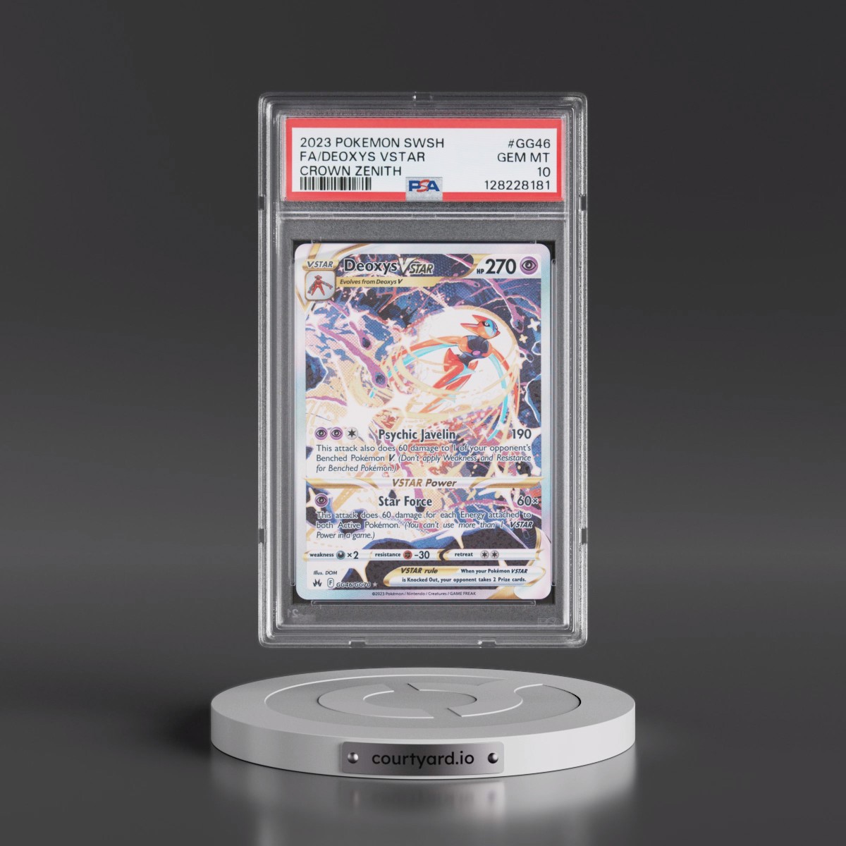 2023 Pokémon Sword and Shield Crown Zenith #GG46 Deoxys Vstar - Full Art (PSA 10 GEM MINT)