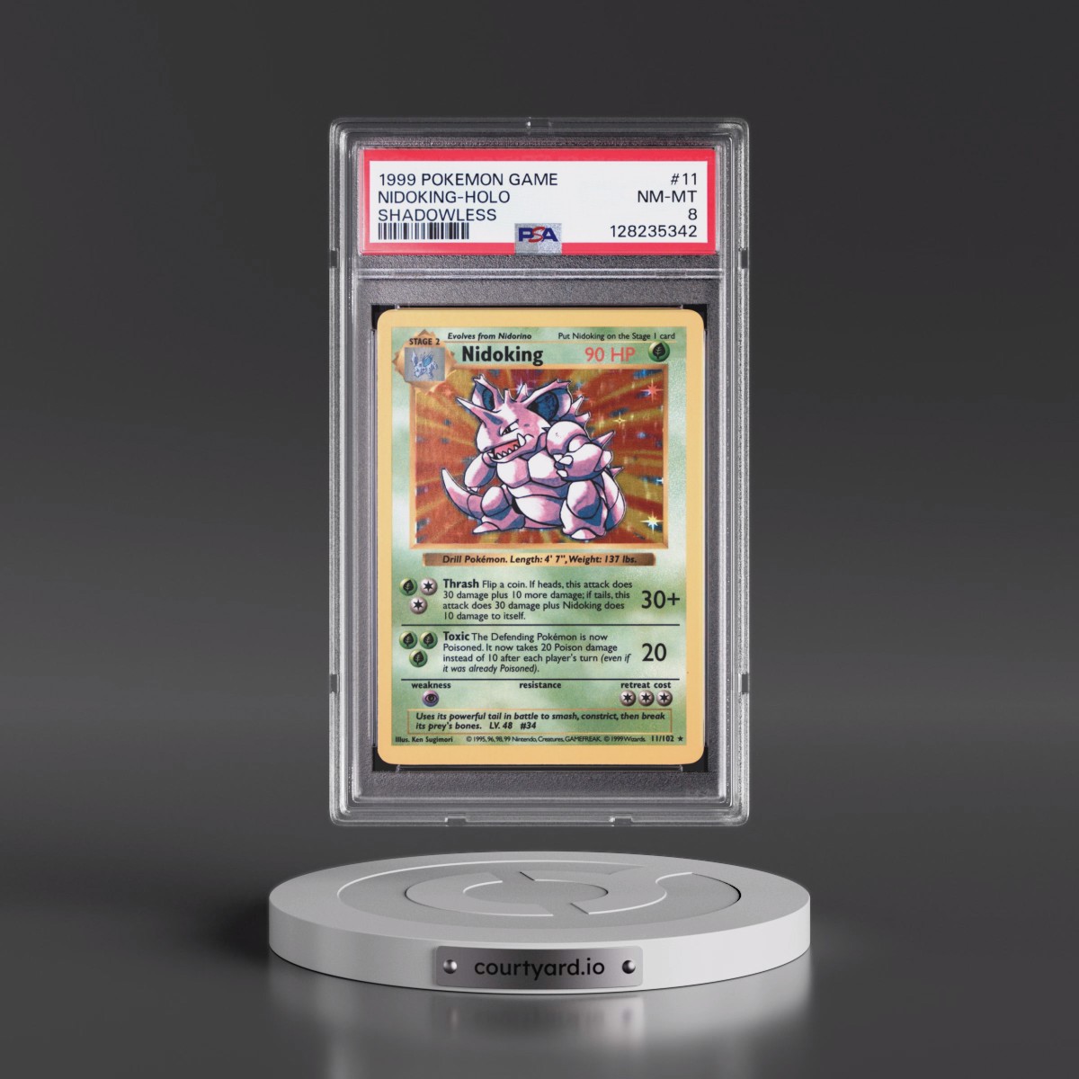 1999 Pokémon Game #11 Nidoking - Holo Shadowless (PSA 8 NM-MT)