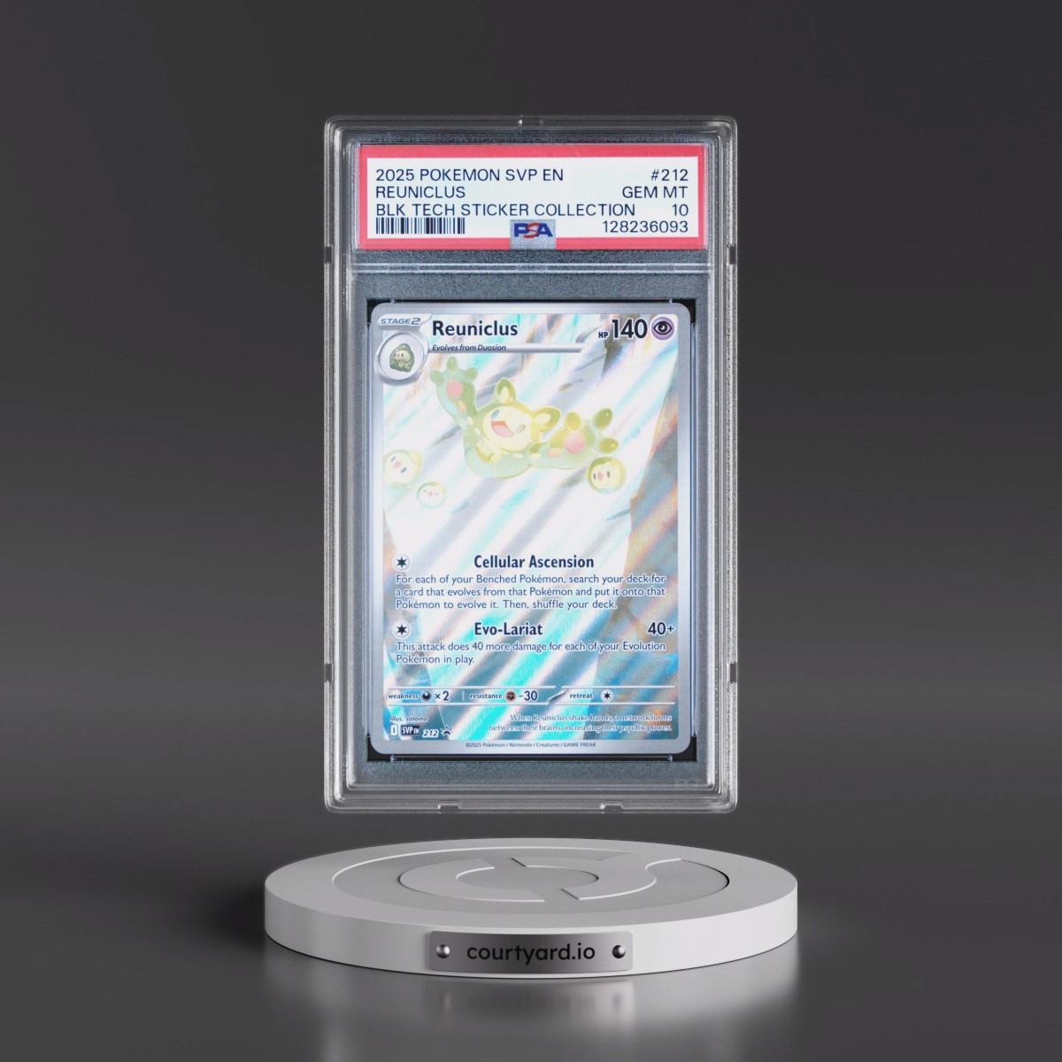 2025 Pokémon Svp EN-SV Black Star Promo #212 Reuniclus - Black Bolt Tech Sticker Collection (PSA 10 GEM MINT)