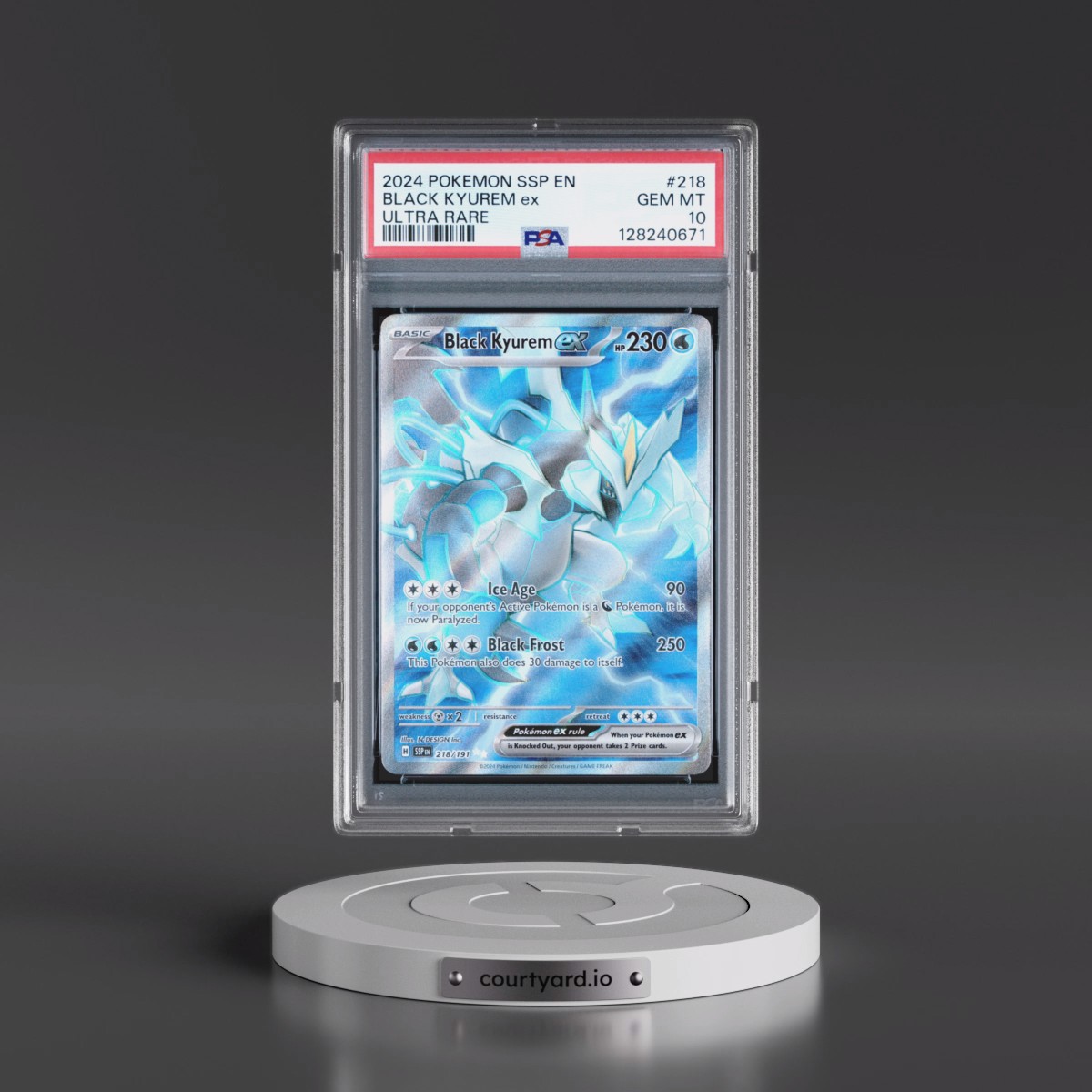 2024 Pokémon Ssp EN-Surging Sparks #218 Black Kyurem EX - Holo Ultra Rare (PSA 10 GEM MINT)