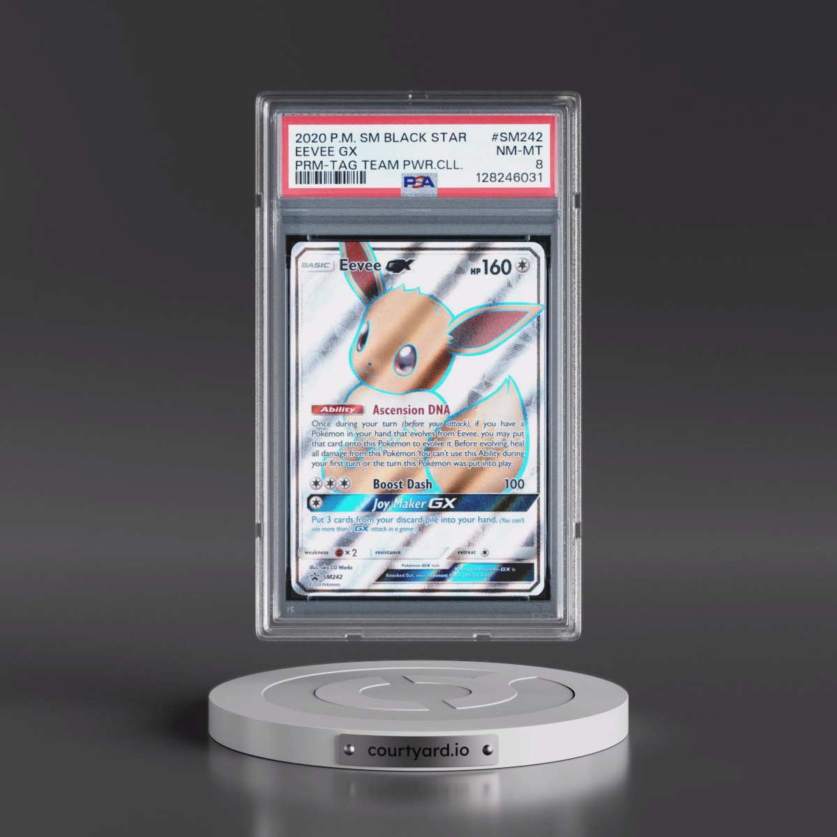 2020 Pokémon SM Black Star Promo #SM242 Eevee GX - Holo Tag Team Powers Collection (PSA 8 NM-MT)