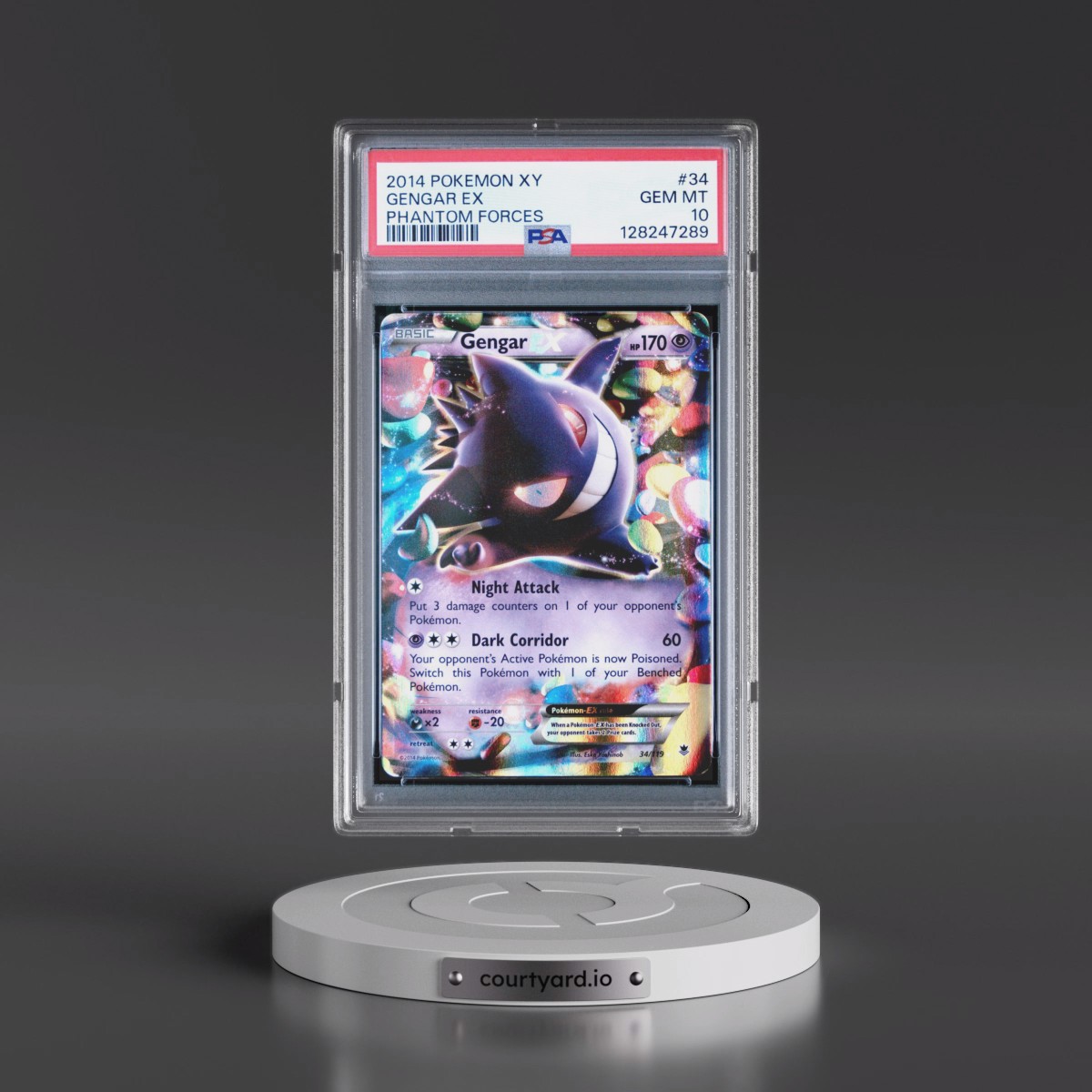 2014 Pokémon XY Phantom Forces #34 Gengar EX - Holo (PSA 10 GEM MINT)