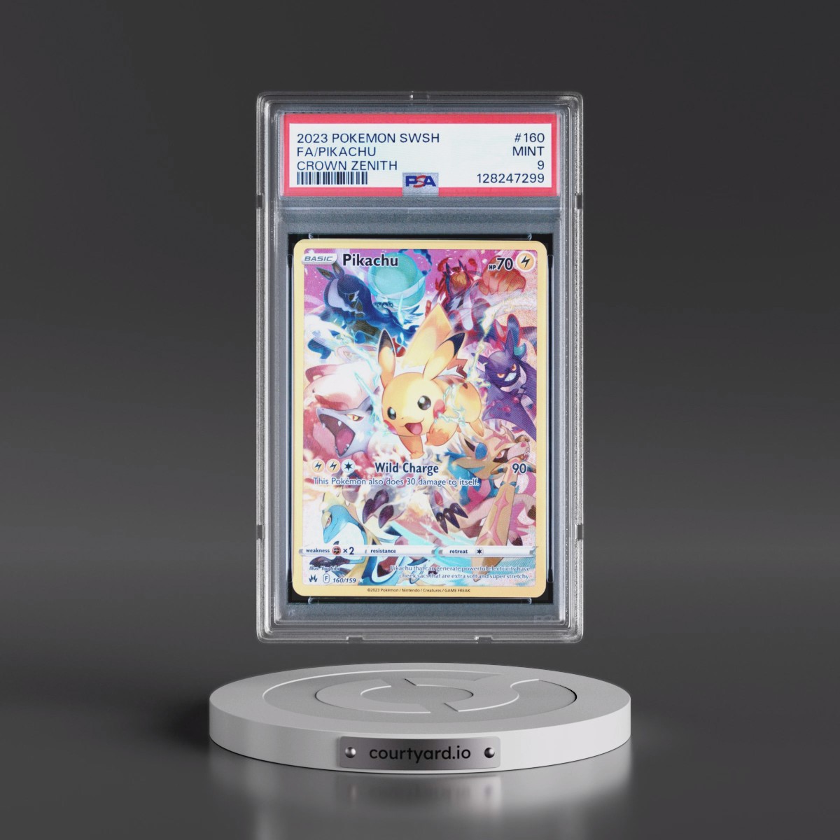2023 Pokémon Sword and Shield Crown Zenith #160 Pikachu - Full Art (PSA 9 MINT)