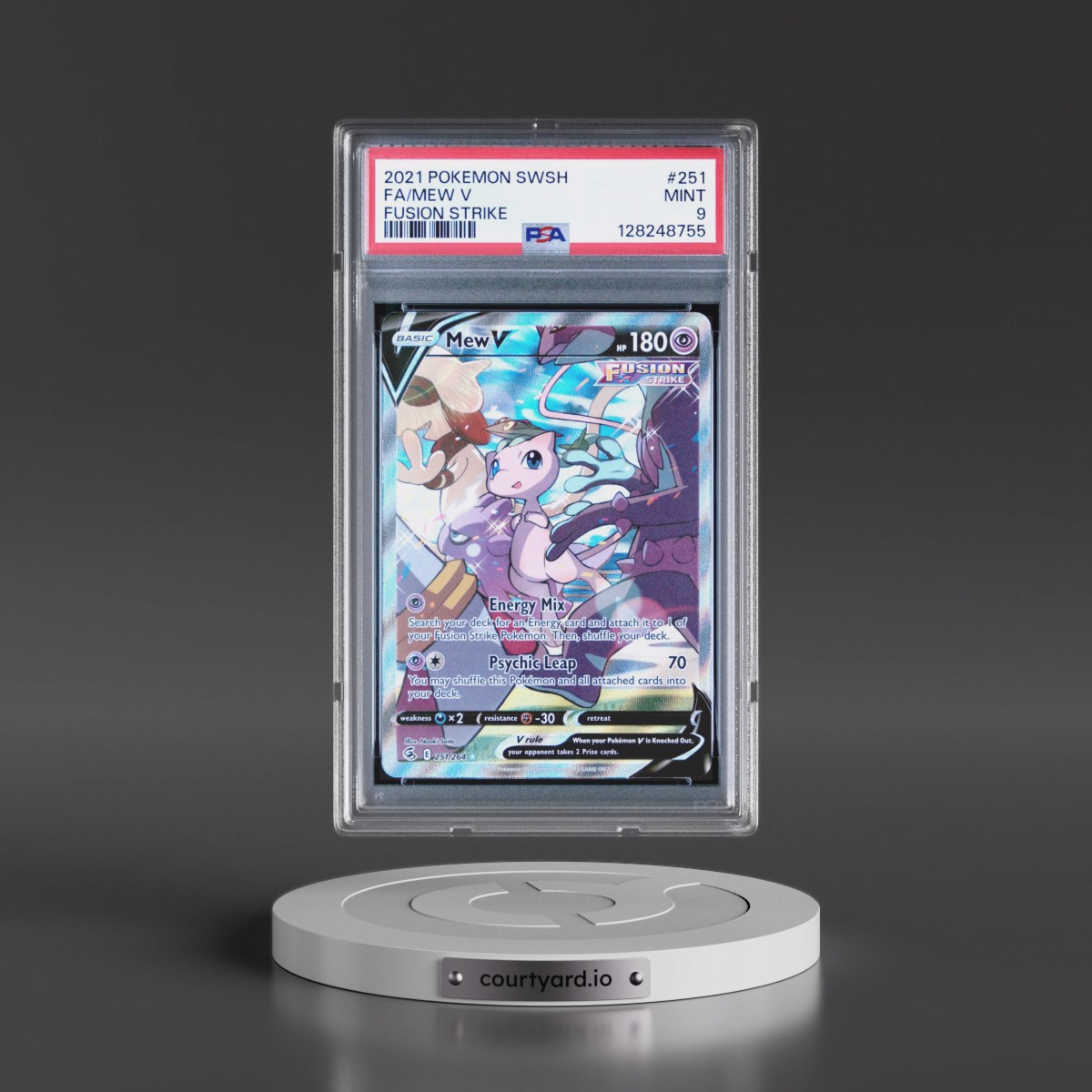 2021 Pokémon Sword & Shield Fusion Strike #251 Mew V - Holo Full Art (PSA 9 MINT)