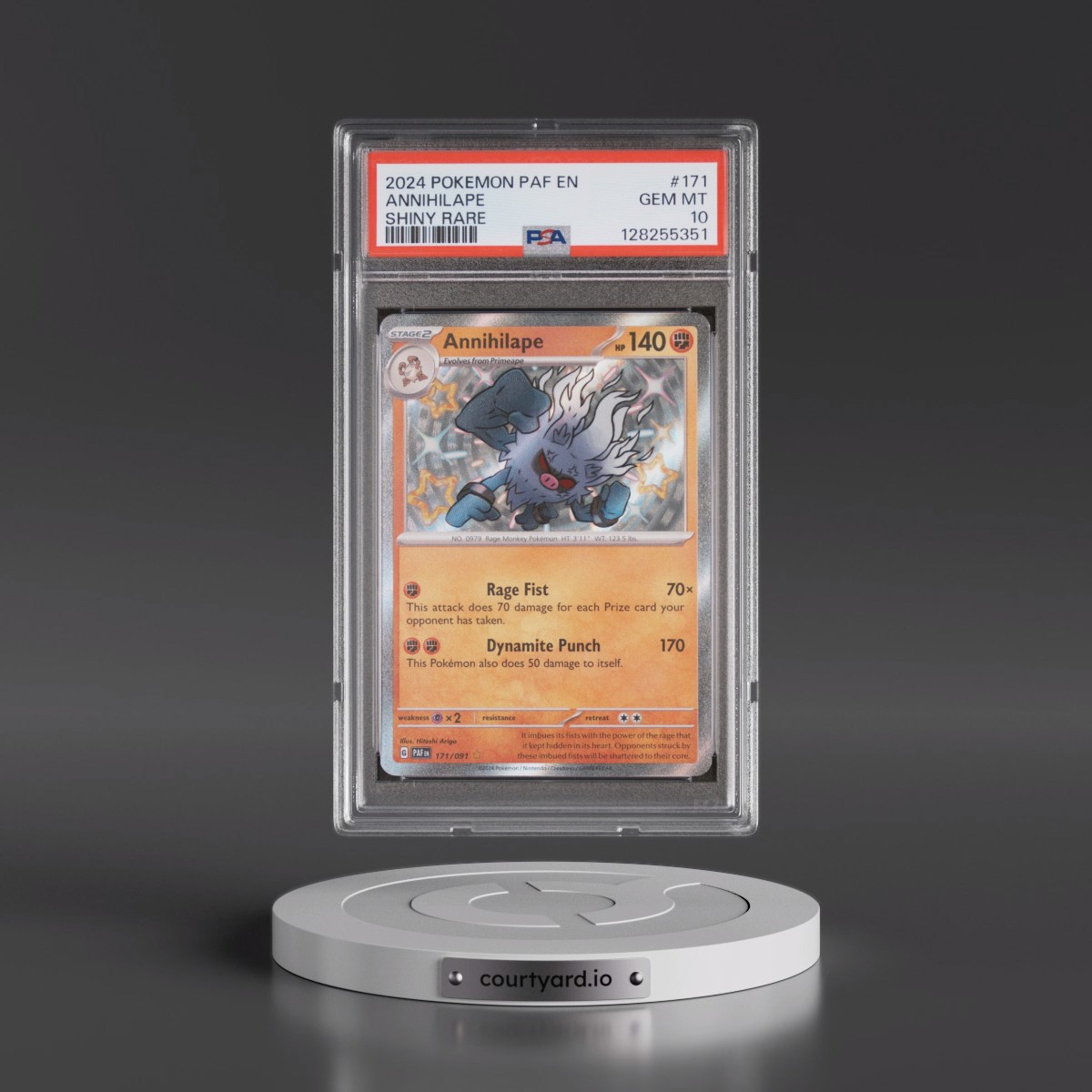 2024 Pokémon Paf EN-Paldean Fates #171 Annihilape - Shiny Rare (PSA 10 GEM MINT)