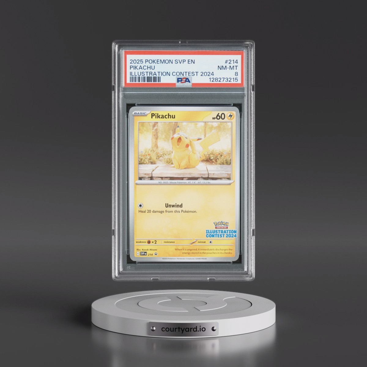 2025 Pokémon Svp EN-SV Black Star Promo #214 Pikachu - Illustration Contest 2024 (PSA 8 NM-MT)