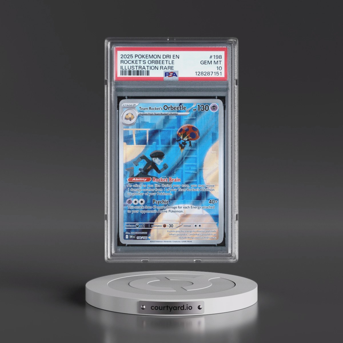 2025 Pokémon Dri EN-Destined Rivals #198 Team Rocket's Orbeetle - Illustration Rare (PSA 10 GEM MINT)