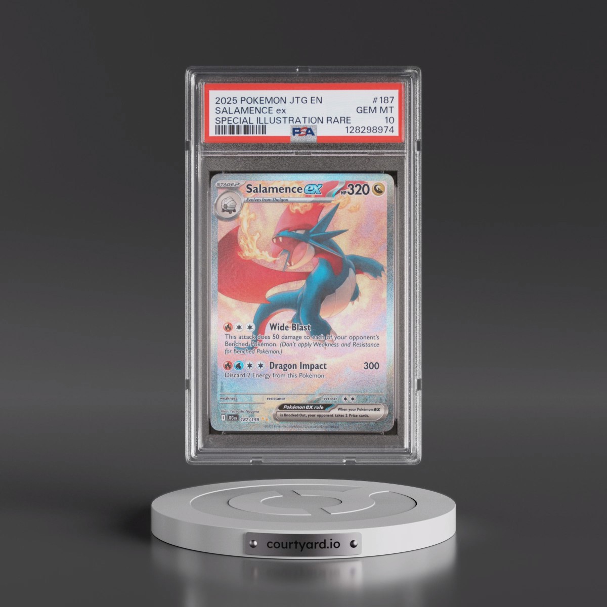 2025 Pokémon Jtg EN-Journey Together #187 Salamence EX - Holo Special Illustration Rare (PSA 10 GEM MINT)