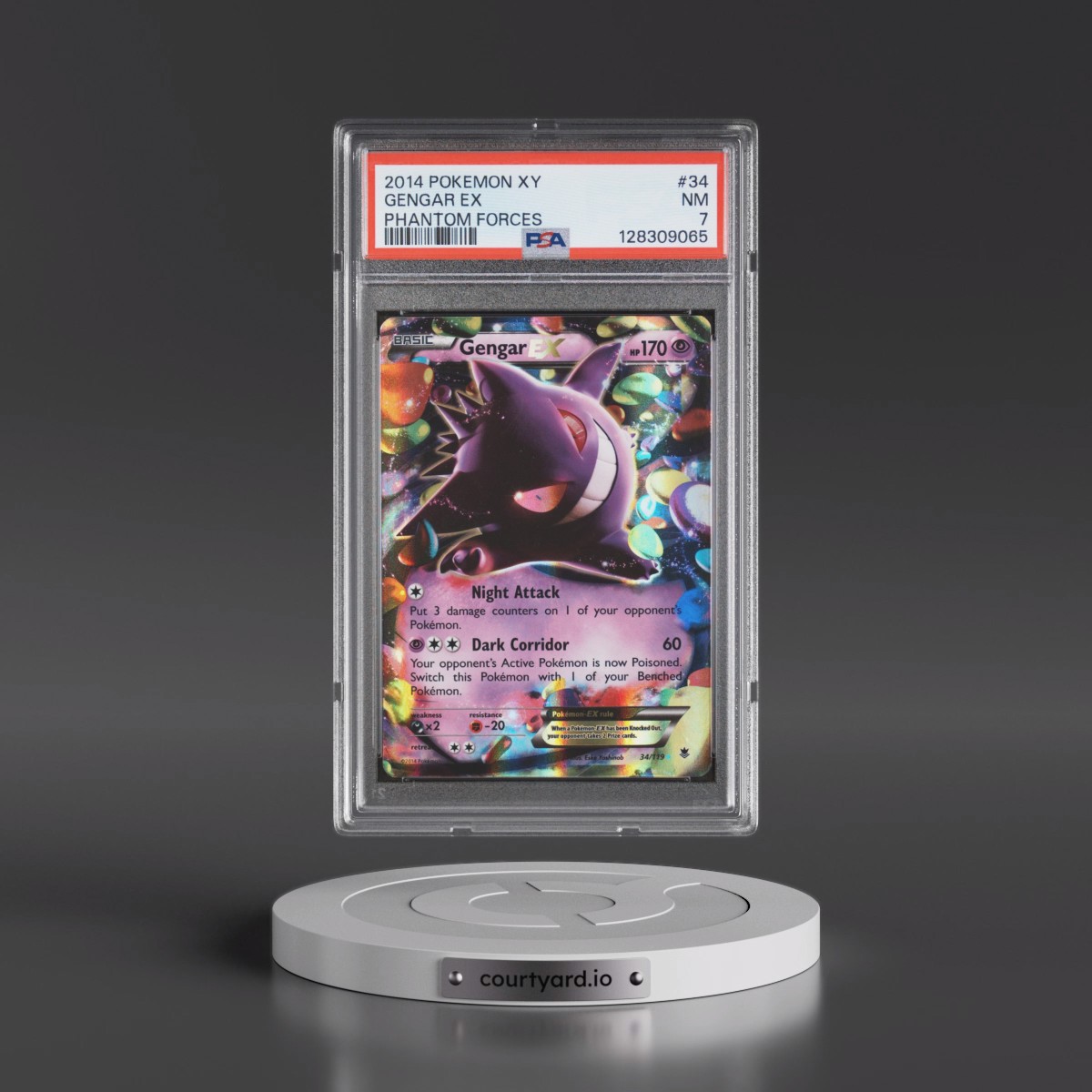 2014 Pokémon XY Phantom Forces #34 Gengar EX - Holo (PSA 7 NM)
