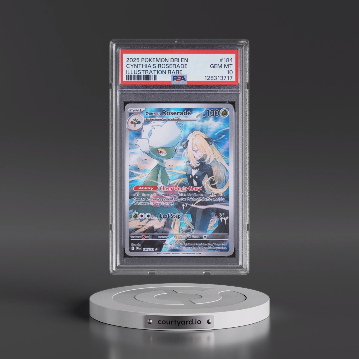 2025 Pokémon Dri EN-Destined Rivals #184 Cynthia's Roserade - Illustration Rare (PSA 10 GEM MINT)
