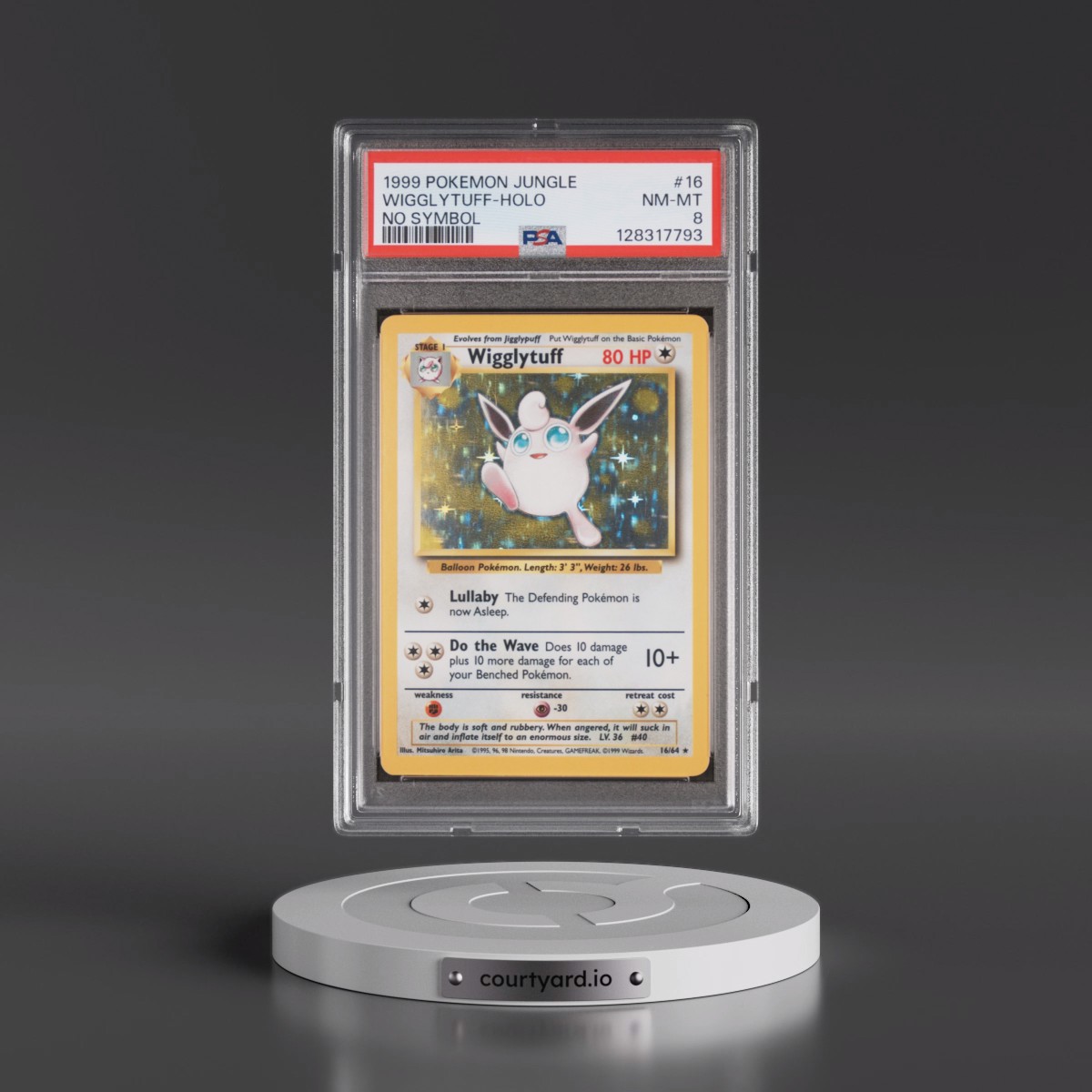 1999 Pokémon Jungle Wigglytuff - Holo No Symbol #16 PSA 8